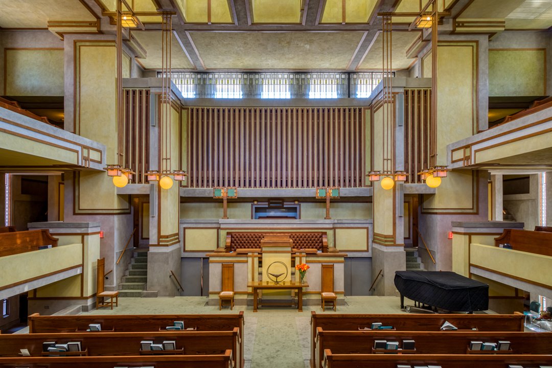 unity temple frank lloyd wright interior